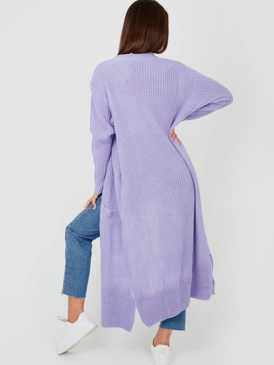 Leeka Longline Knitted Open Cardigan In Lilac sold by Vivichi product image thumbnail 3