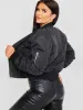 Meg Pull-Ring Zip-Up Bomber Jacket In Black sold by Vivichi