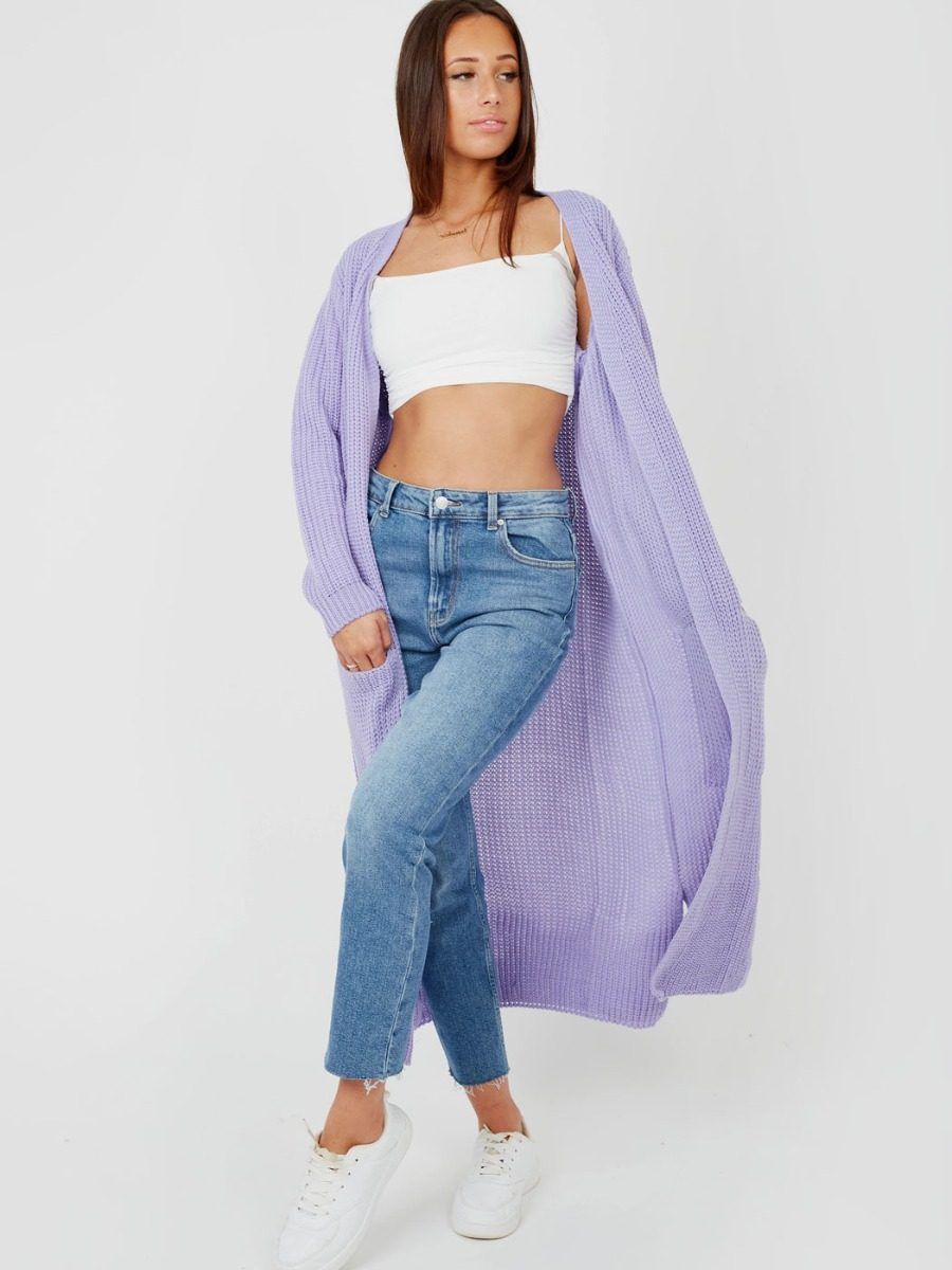 Leeka Longline Knitted Open Cardigan In Lilac sold by Vivichi product image thumbnail 2