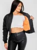 Meg Pull-Ring Zip-Up Bomber Jacket In Black sold by Vivichi