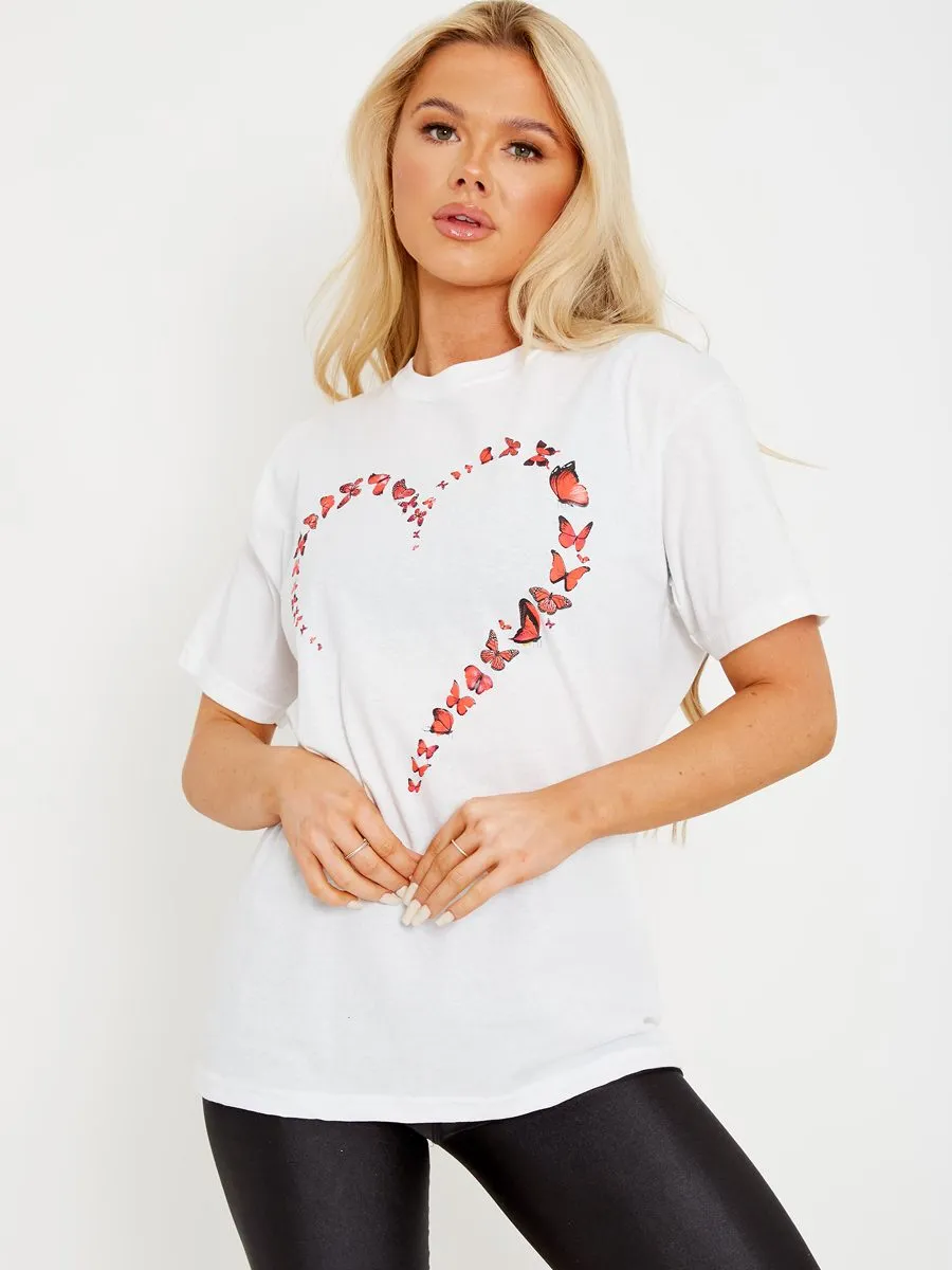 Claudia Butterfly Heart Graphic Printed T-Shirt In White sold by Vivichi product image thumbnail 2
