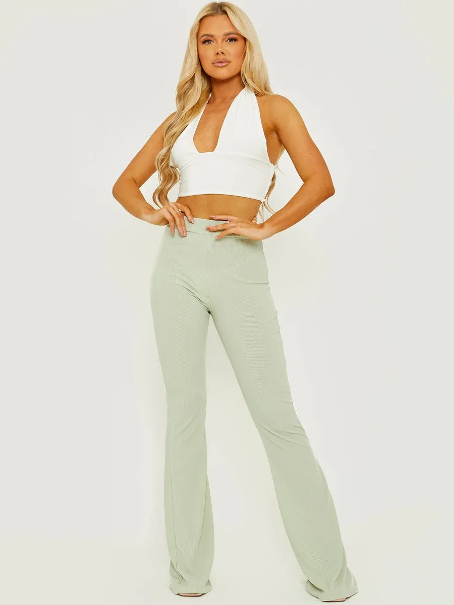 Camila Ribbed Flared Trousers In Green sold by Vivichi product image thumbnail 4