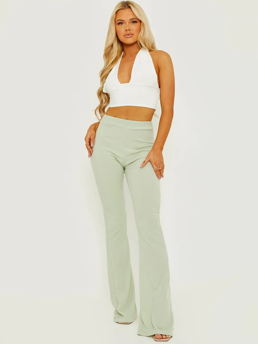 Camila Ribbed Flared Trousers In Green sold by Vivichi product image thumbnail 2