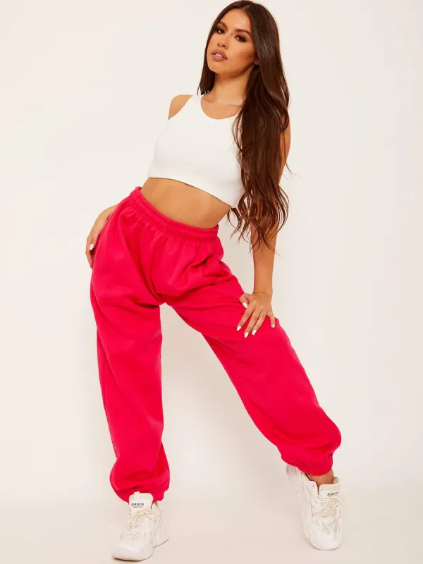 Barbara Oversized Fleeced Joggers In Fuchsia sold by Vivichi