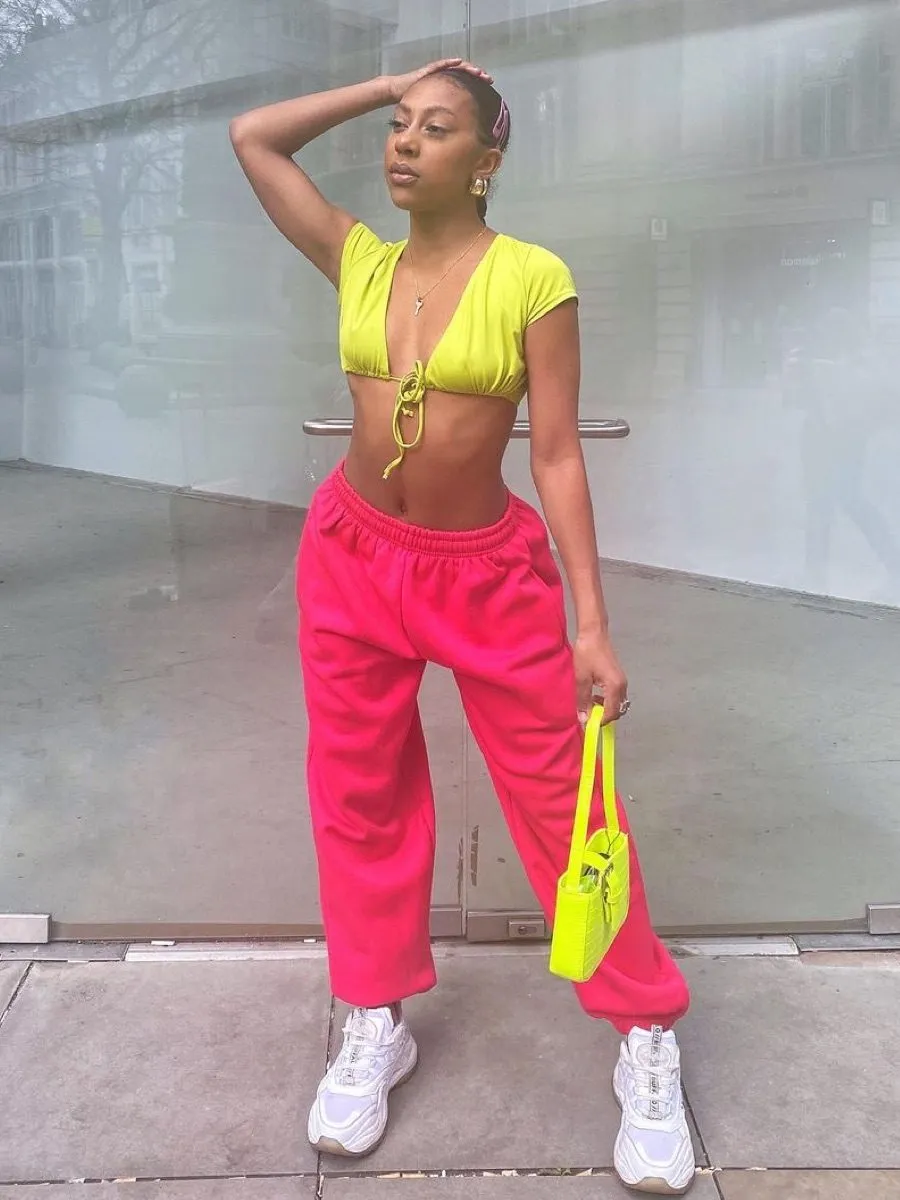 Barbara Oversized Fleeced Joggers In Fuchsia sold by Vivichi product image thumbnail 5