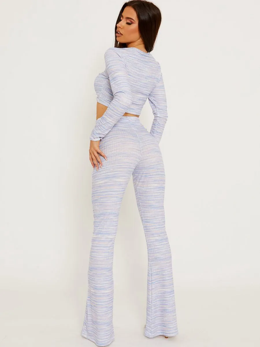 Lesley Multi Coloured Ruched Crop Top & Trouser Co-ord In Blue sold by Vivichi product image thumbnail 3