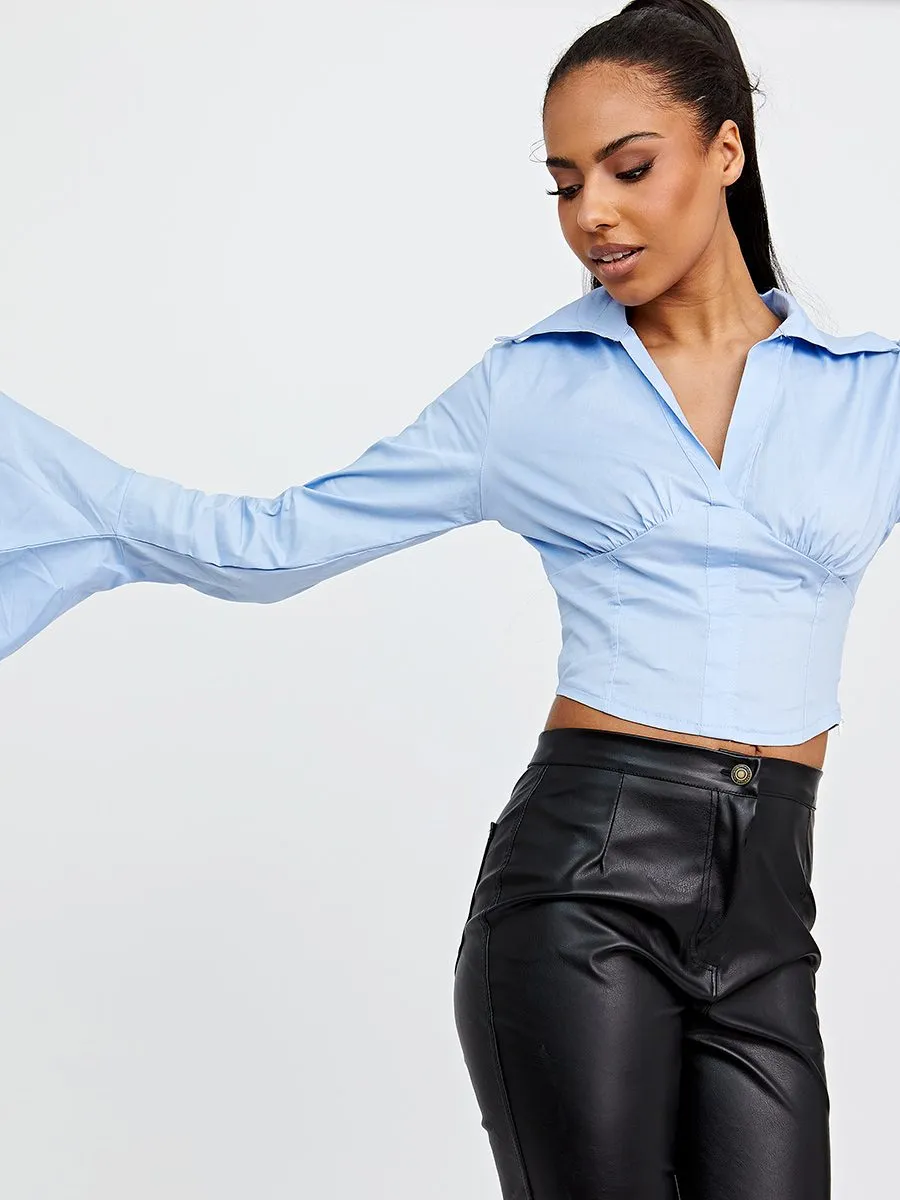 Kimmy Corset Style Top With Bell Sleeves In Blue sold by Vivichi product image thumbnail 2