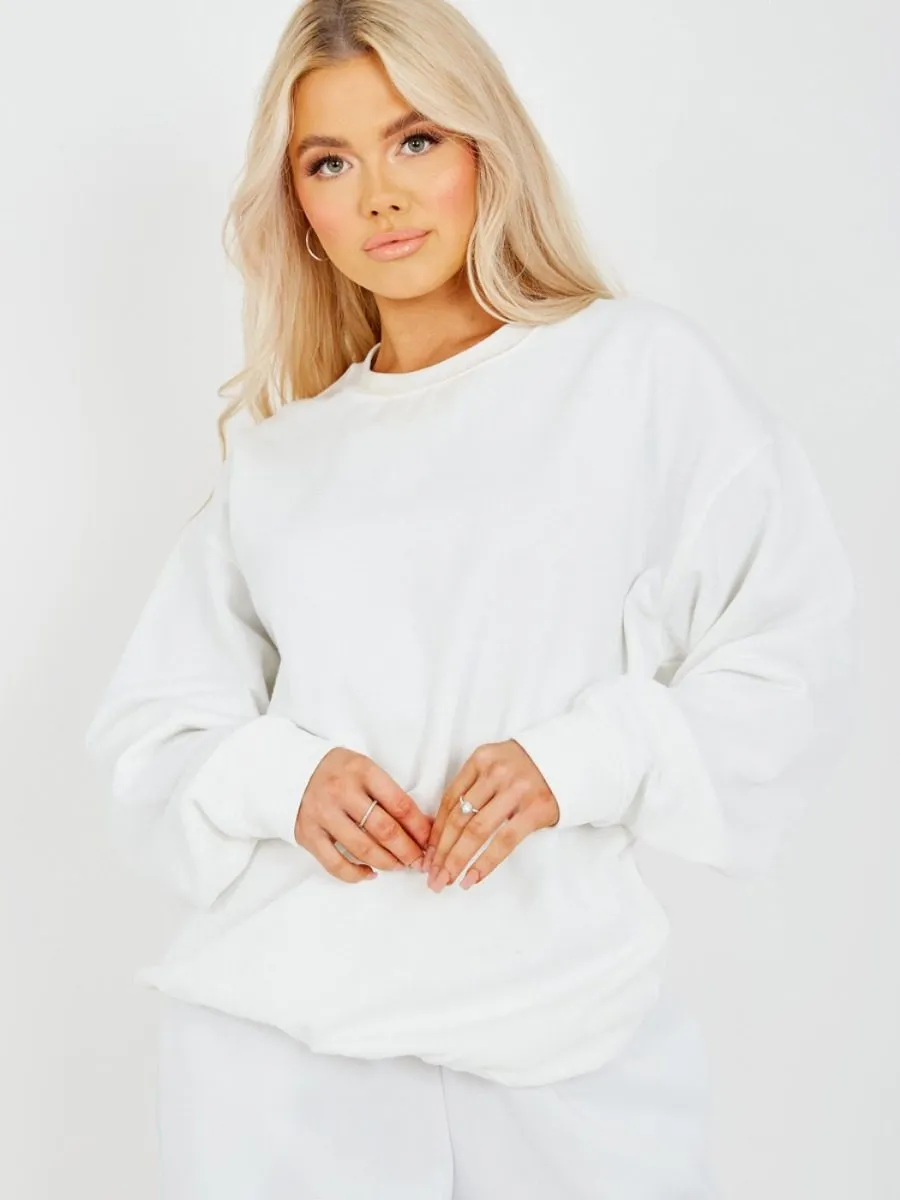 Simonne Plain Sweatshirt Jumper In White sold by Vivichi