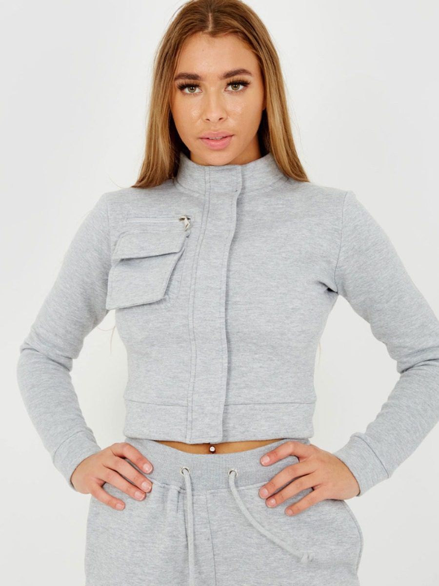 Angie Utility Pocket Zipped Fleece Tracksuit In Grey sold by Vivichi product image thumbnail 2