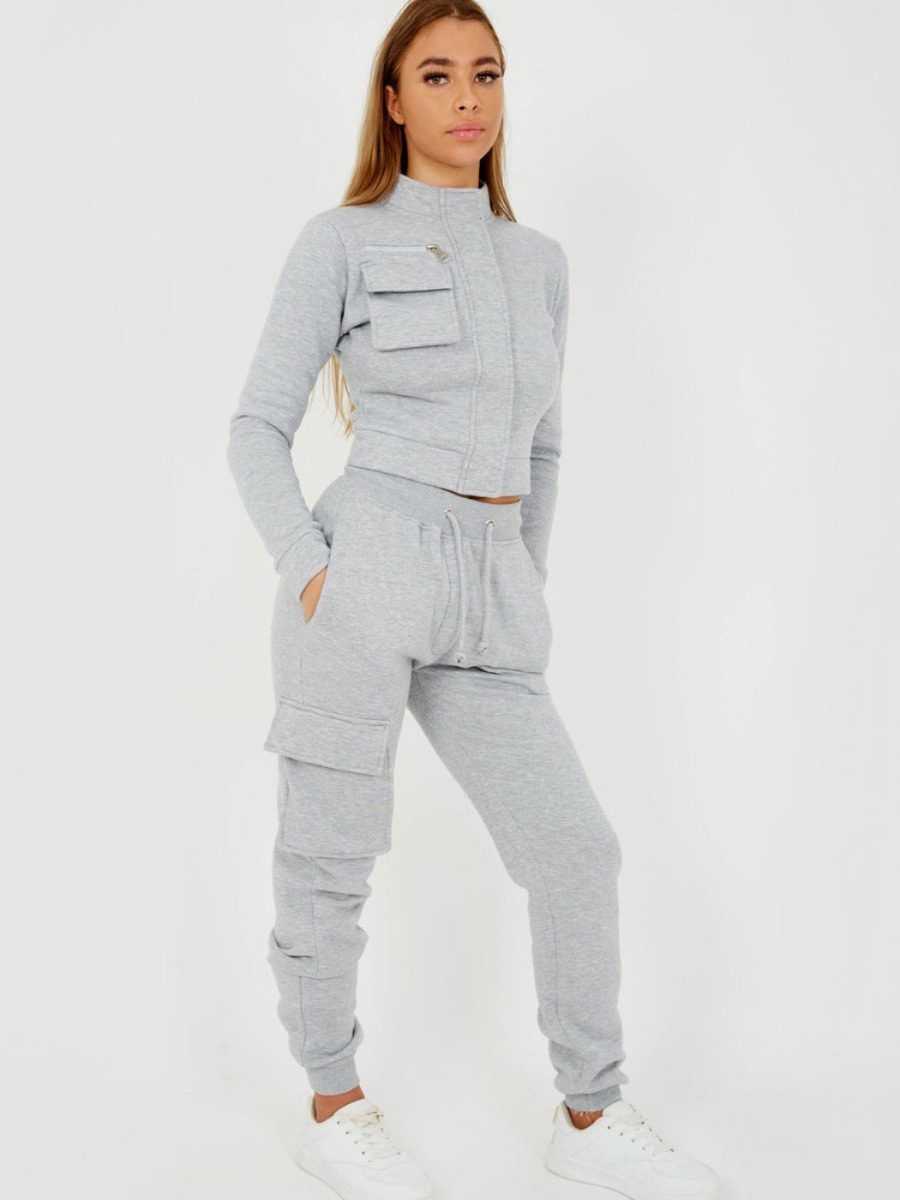 Angie Utility Pocket Zipped Fleece Tracksuit In Grey sold by Vivichi product image thumbnail 6