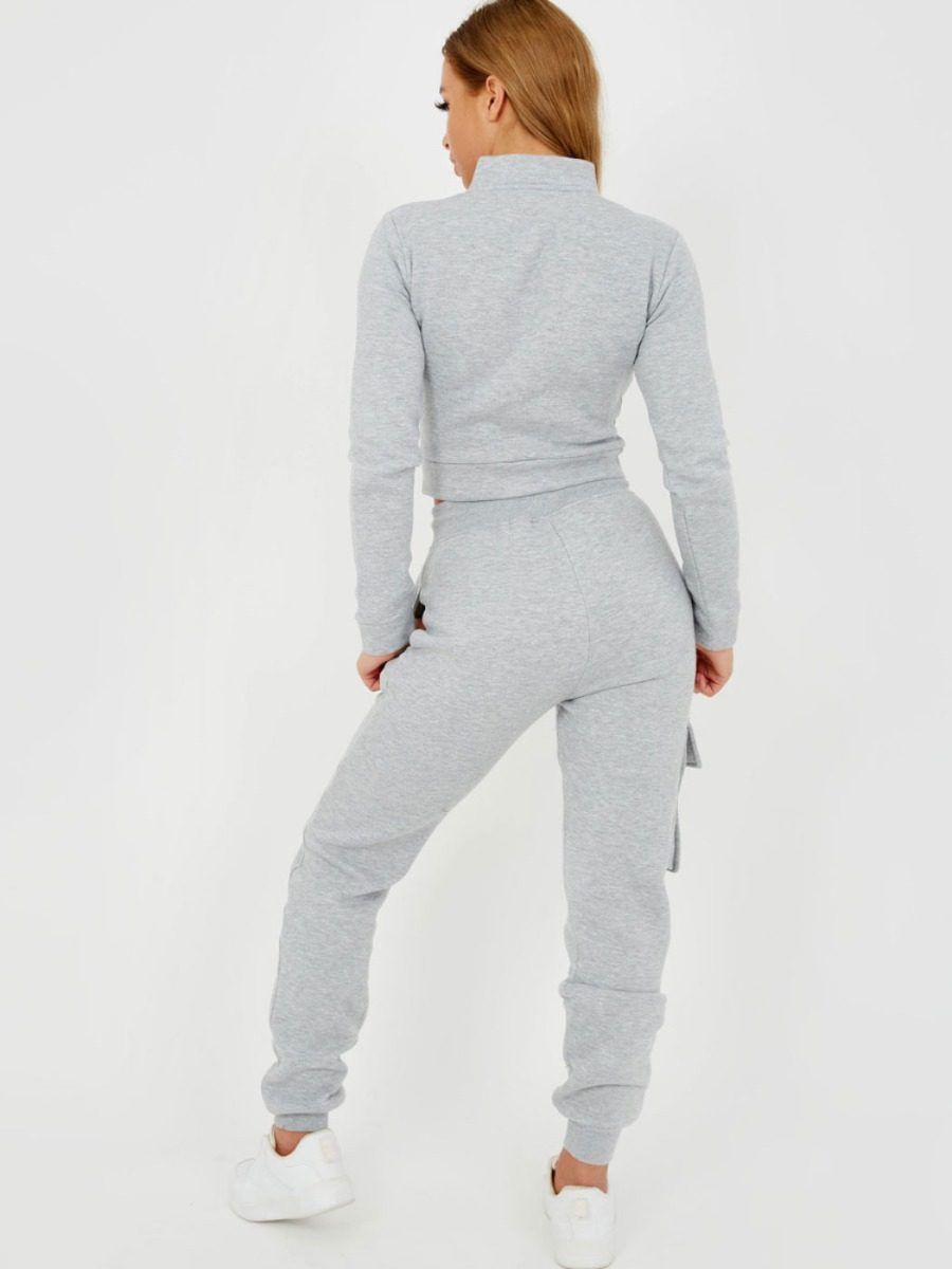 Angie Utility Pocket Zipped Fleece Tracksuit In Grey sold by Vivichi product image thumbnail 3