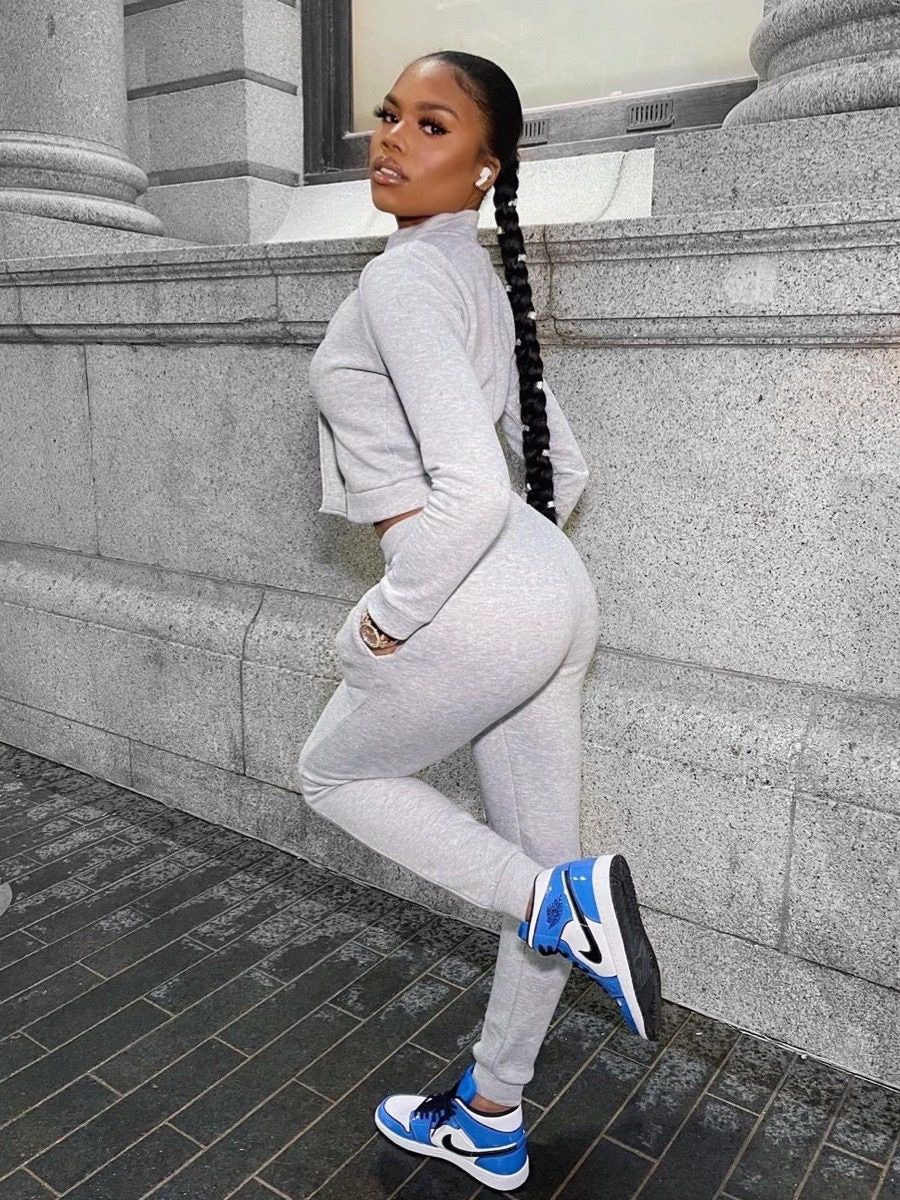 Angie Utility Pocket Zipped Fleece Tracksuit In Grey sold by Vivichi product image thumbnail 4