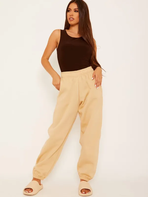 Barbara Oversized Fleeced Joggers In Stone sold by Vivichi
