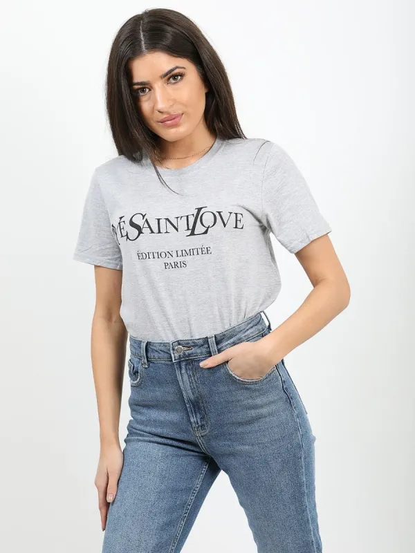 Aria Ye Saint Love Printed T-Shirt In Grey sold by Vivichi