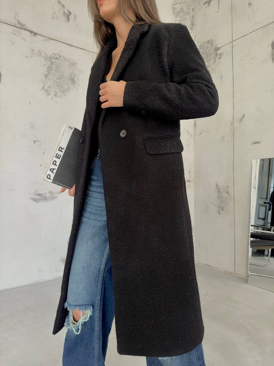 *PRE-ORDER* Carla Double Breasted Collar Tweed Coat In Black sold by Vivichi product image thumbnail 2