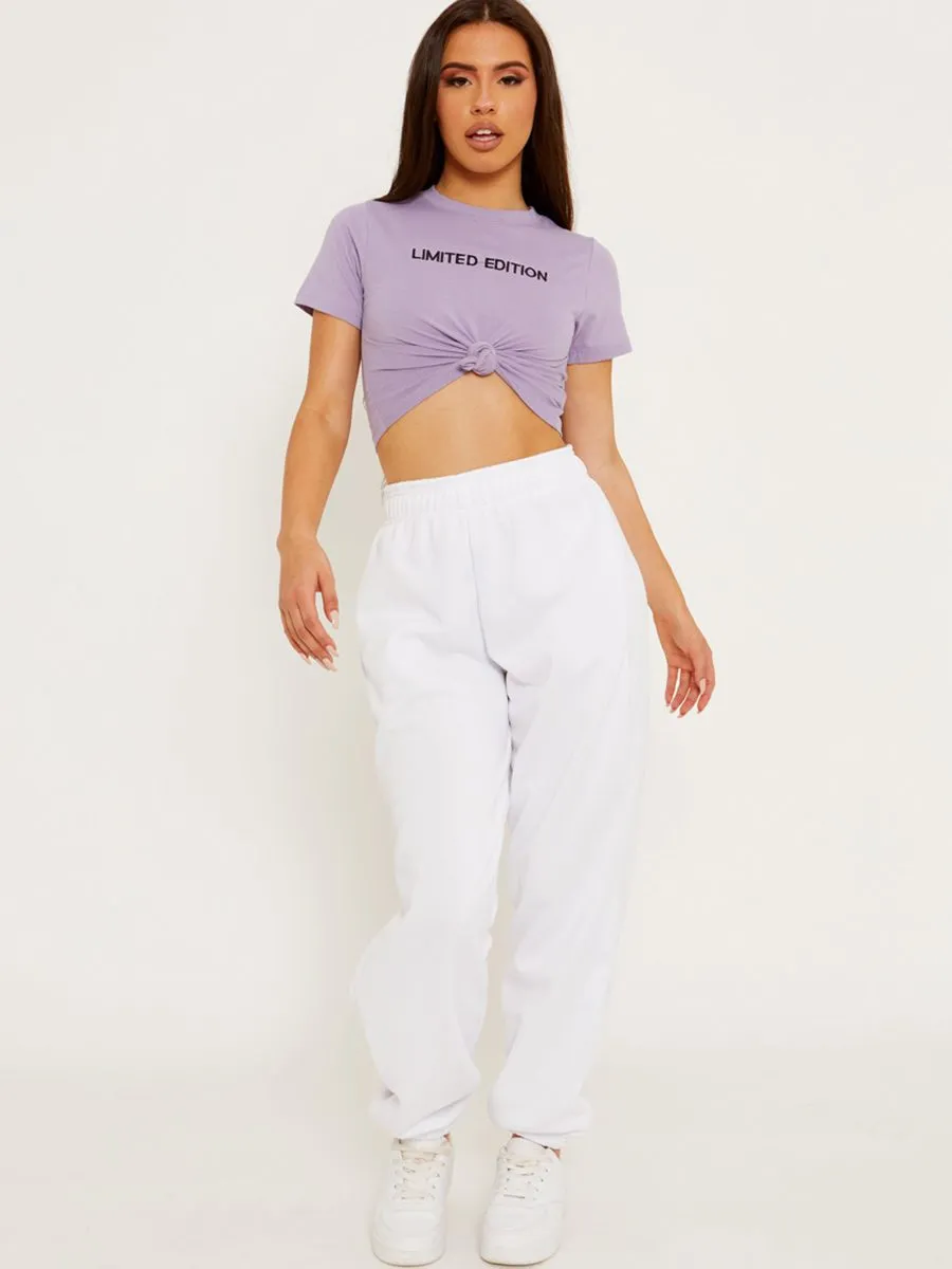 Annie Limited Edition Embroidered Knot Front Crop Top In Lilac sold by Vivichi product image thumbnail 2