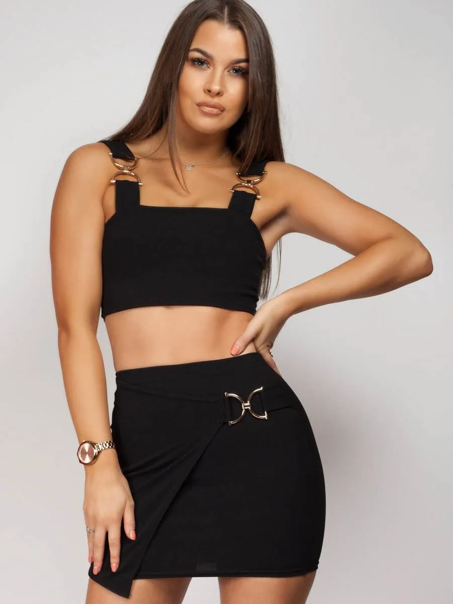 **Olivia Buckland** Brandy Buckle Crop Top & Skirt Set In Black sold by Vivichi product image thumbnail 2