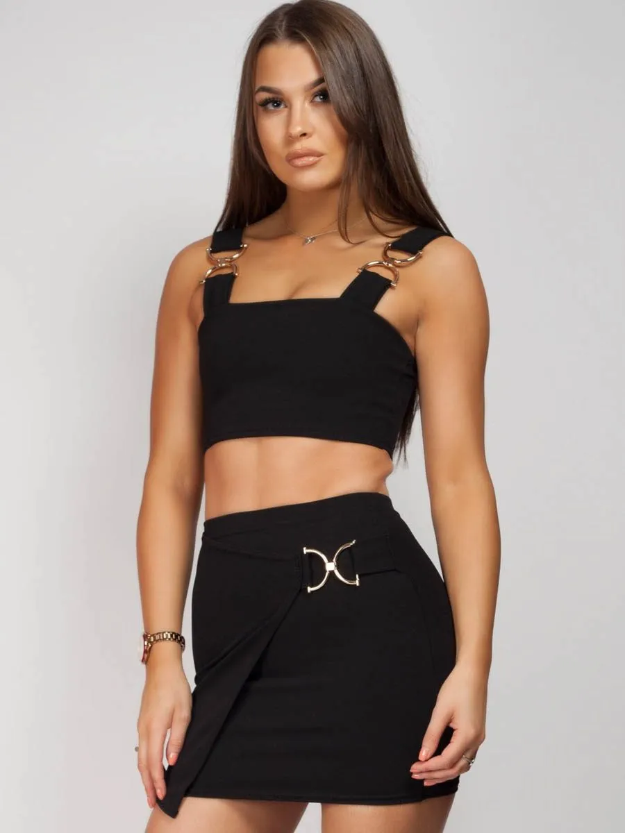 **Olivia Buckland** Brandy Buckle Crop Top & Skirt Set In Black sold by Vivichi product image thumbnail 3