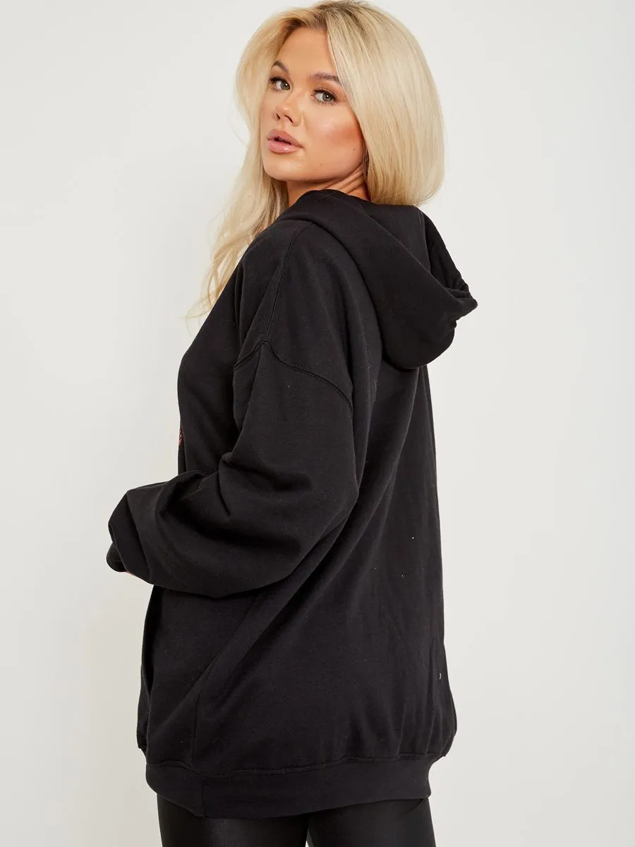 Gracia Read My Lips Graphic Fleeced Hoodie In Black sold by Vivichi product image thumbnail 2
