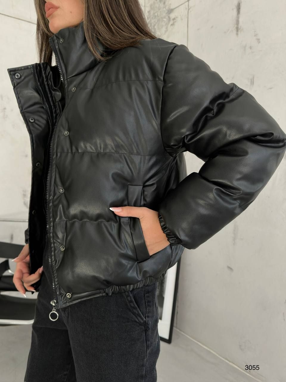 *PRE-ORDER* Robyn Faux Leather Puffer Jacket In Black sold by Vivichi product image thumbnail 3