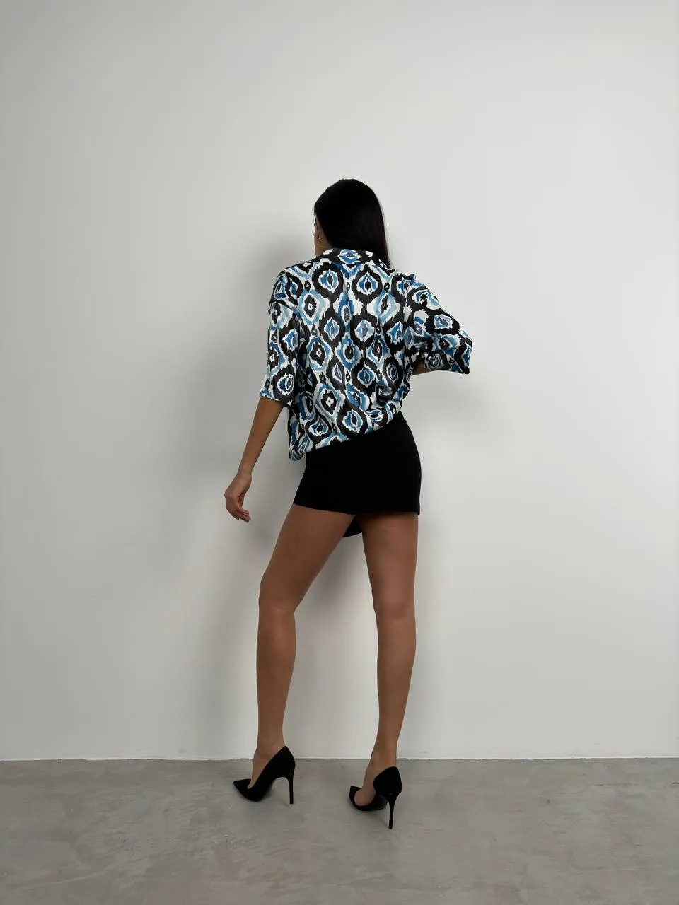 **PRE-ORDER** Harper Patterned Satin Shirt In Blue sold by Vivichi product image thumbnail 4