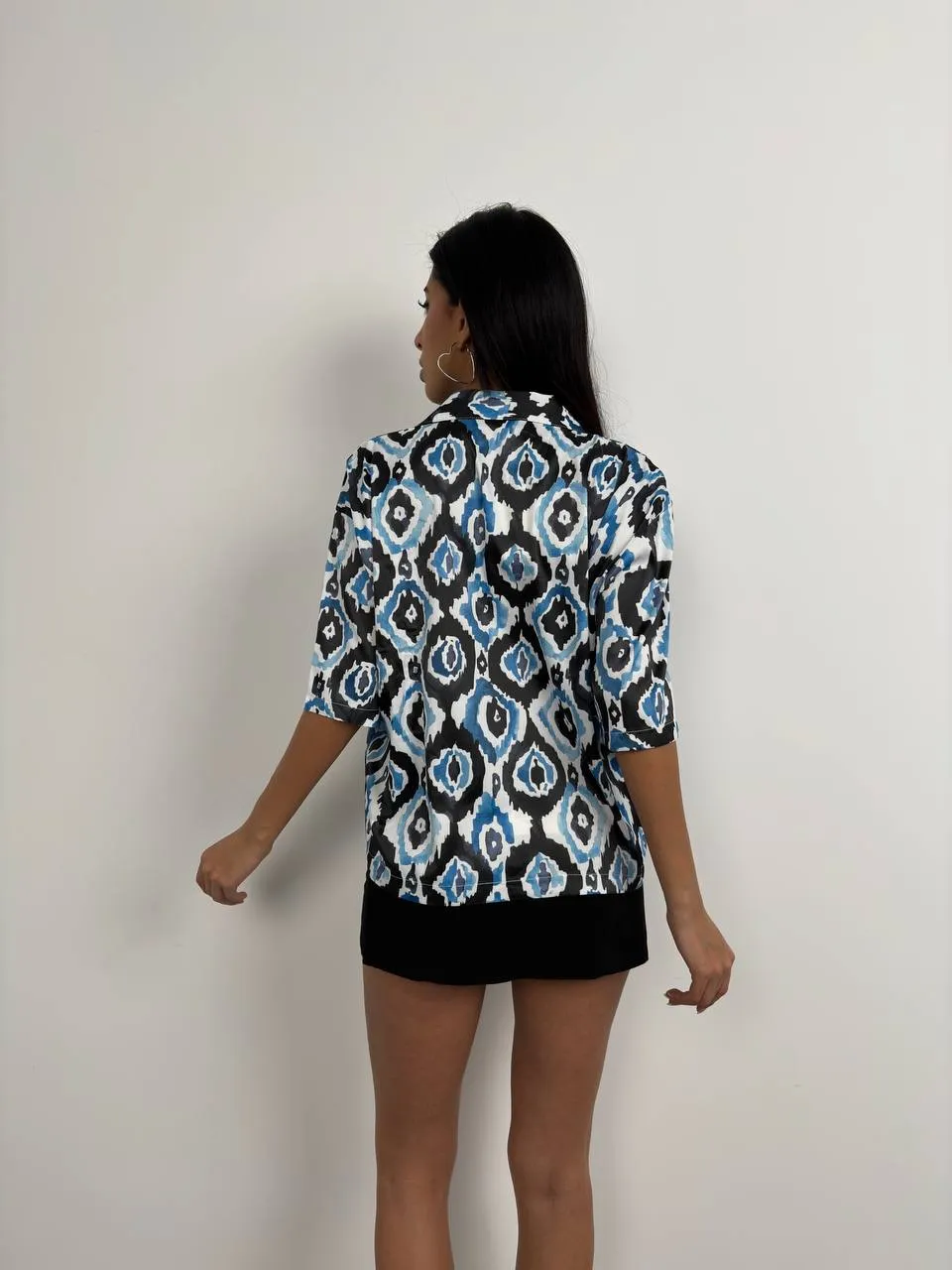 **PRE-ORDER** Harper Patterned Satin Shirt In Blue sold by Vivichi product image thumbnail 3