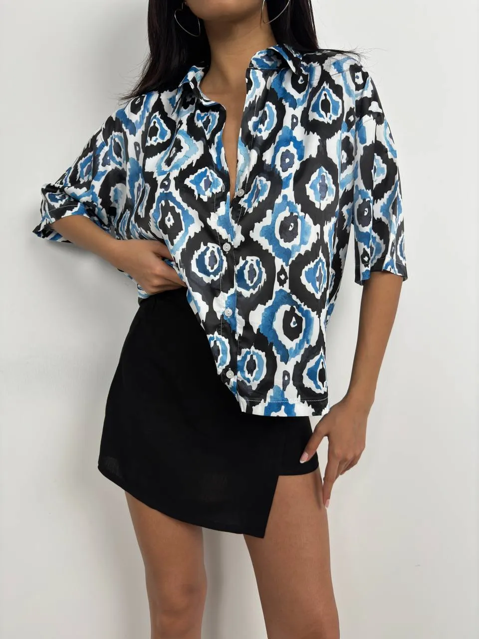**PRE-ORDER** Harper Patterned Satin Shirt In Blue sold by Vivichi product image thumbnail 2