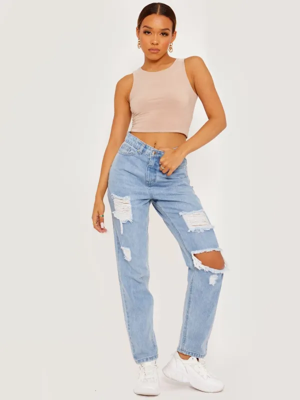 Dorian Slinky Cropped Vest Top In Stone sold by Vivichi
