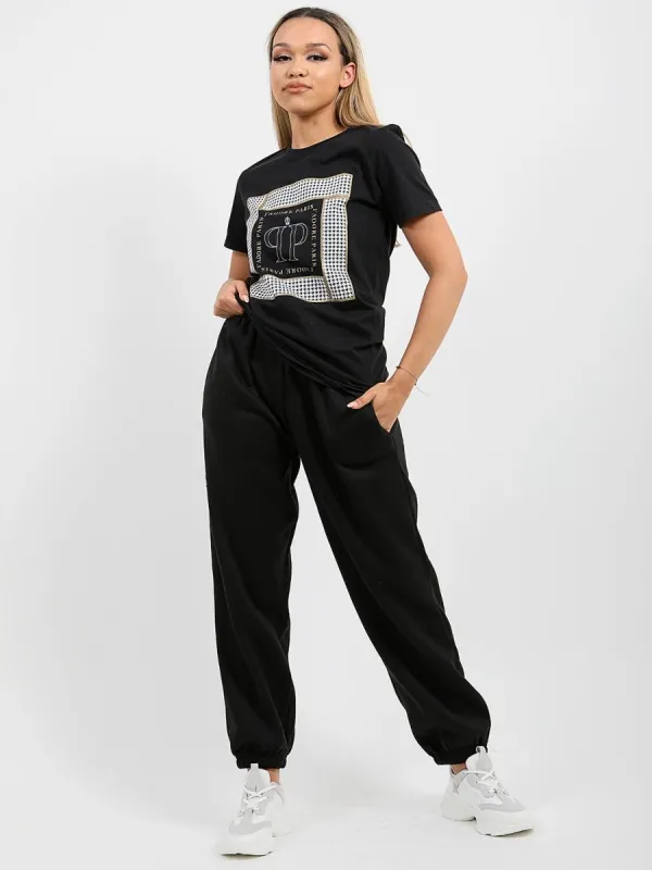 Carli  J'Adore Paris Print T-Shirt In Black sold by Vivichi