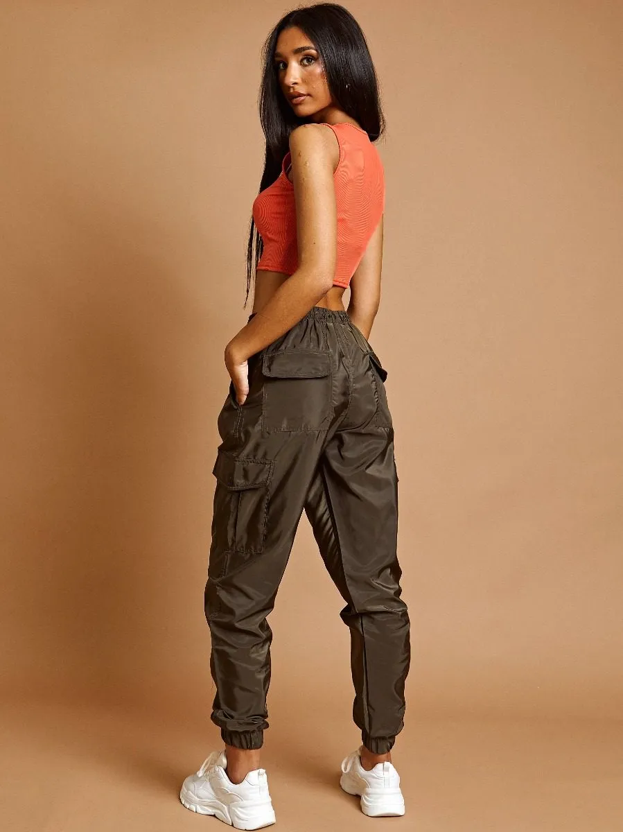 Olive Lightweight Shell Cargo Joggers In Olive sold by Vivichi product image thumbnail 2