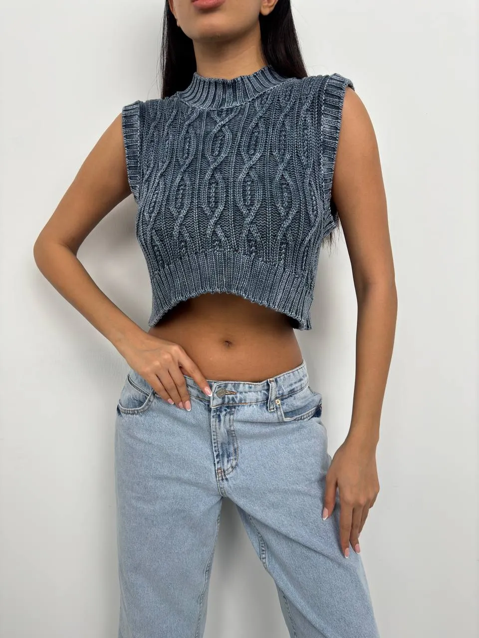**PRE-ORDER** Pola Washed Knitted Sweater In Blue sold by Vivichi product image thumbnail 4