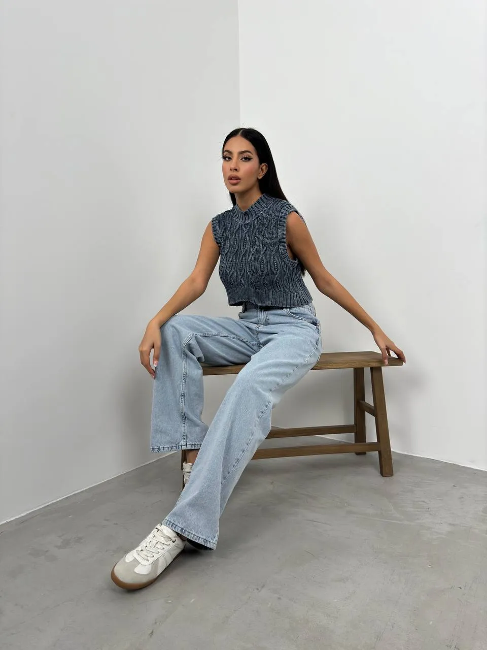 **PRE-ORDER** Pola Washed Knitted Sweater In Blue sold by Vivichi product image thumbnail 2