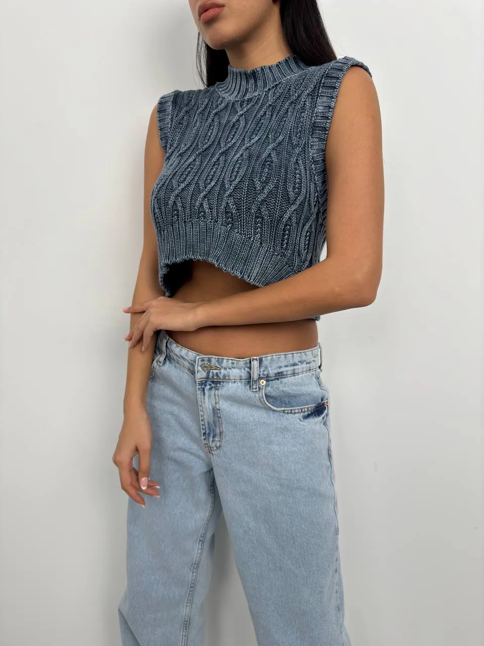 **PRE-ORDER** Pola Washed Knitted Sweater In Blue sold by Vivichi product image thumbnail 3