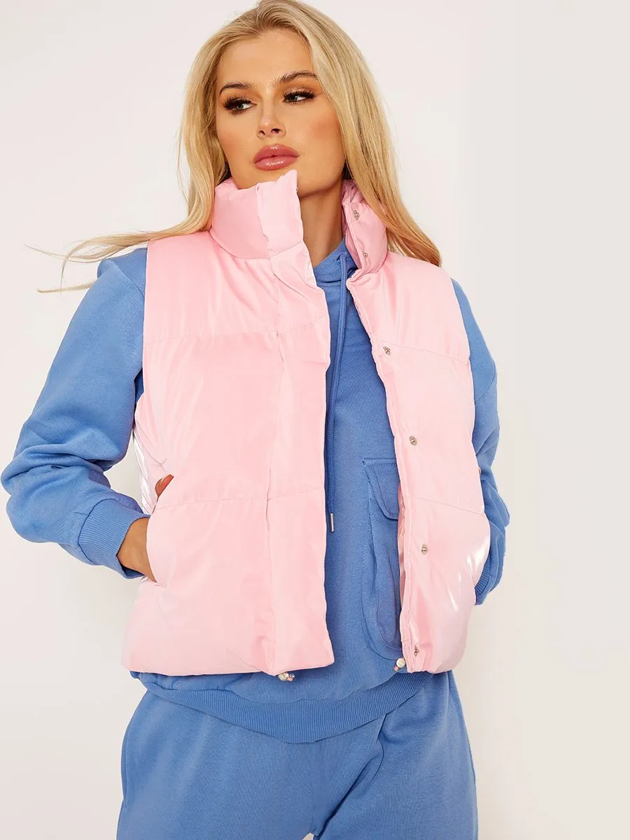 Gabi PU Flex Padded Gilet In Pink sold by Vivichi product image thumbnail 2