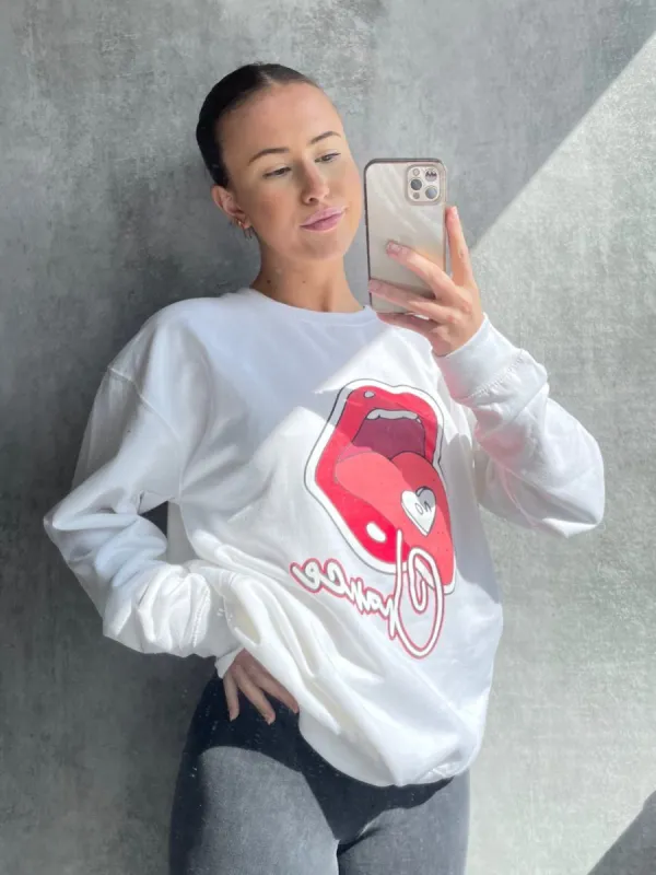 Emilly No Chance Graphic Sweatshirt Jumper In White sold by Vivichi