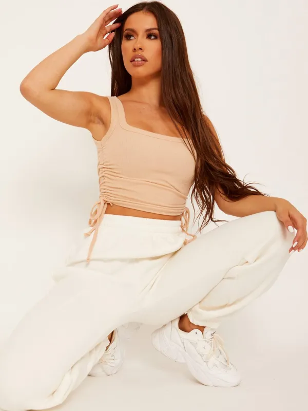 Barbara Oversized Fleece Joggers In Cream sold by Vivichi