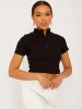 Whitney Thick Ribbed Zip Detail Crop Top In Black sold by Vivichi