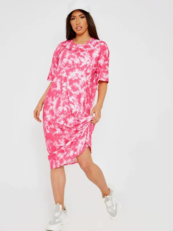 Paris Tie-Dye Midi Dress In Pink sold by Vivichi