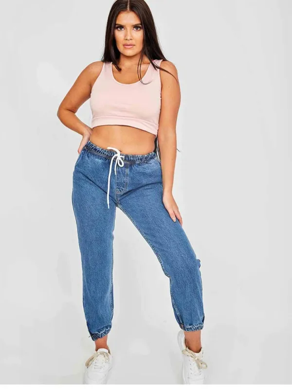 Talia Oversized Denim Joggers In Blue sold by Vivichi