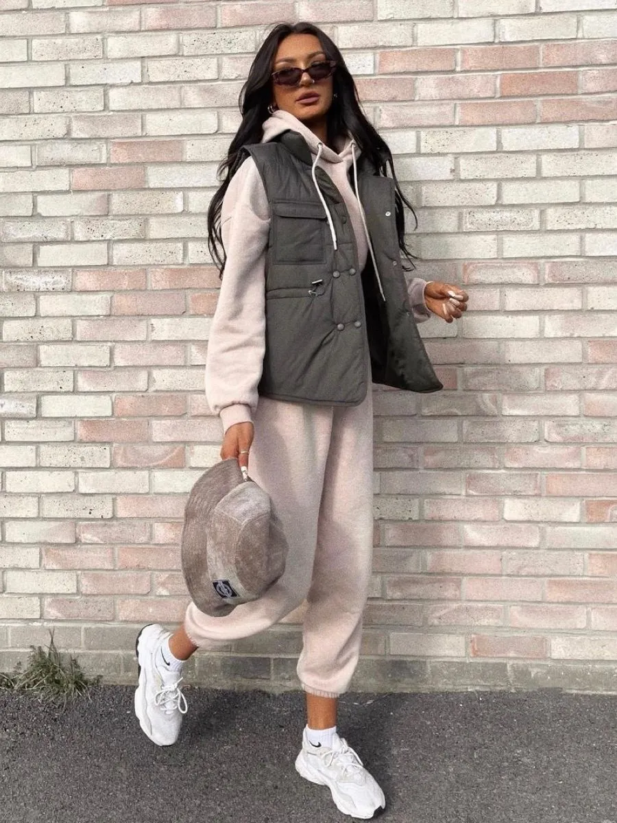 Erinn Padded Gilet Waistcoat In Olive sold by Vivichi product image thumbnail 4