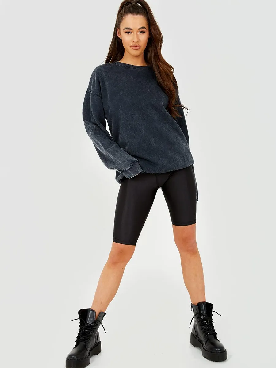 Domy Acid Wash Fleece Sweatshirt Jumper In Black sold by Vivichi product image thumbnail 2
