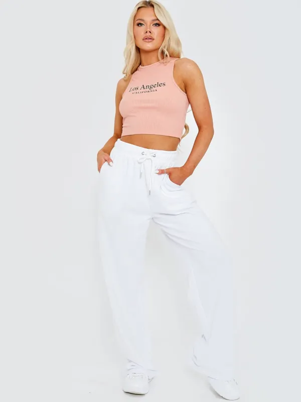 Wiki Wide Leg Flat Trouser In White sold by Vivichi