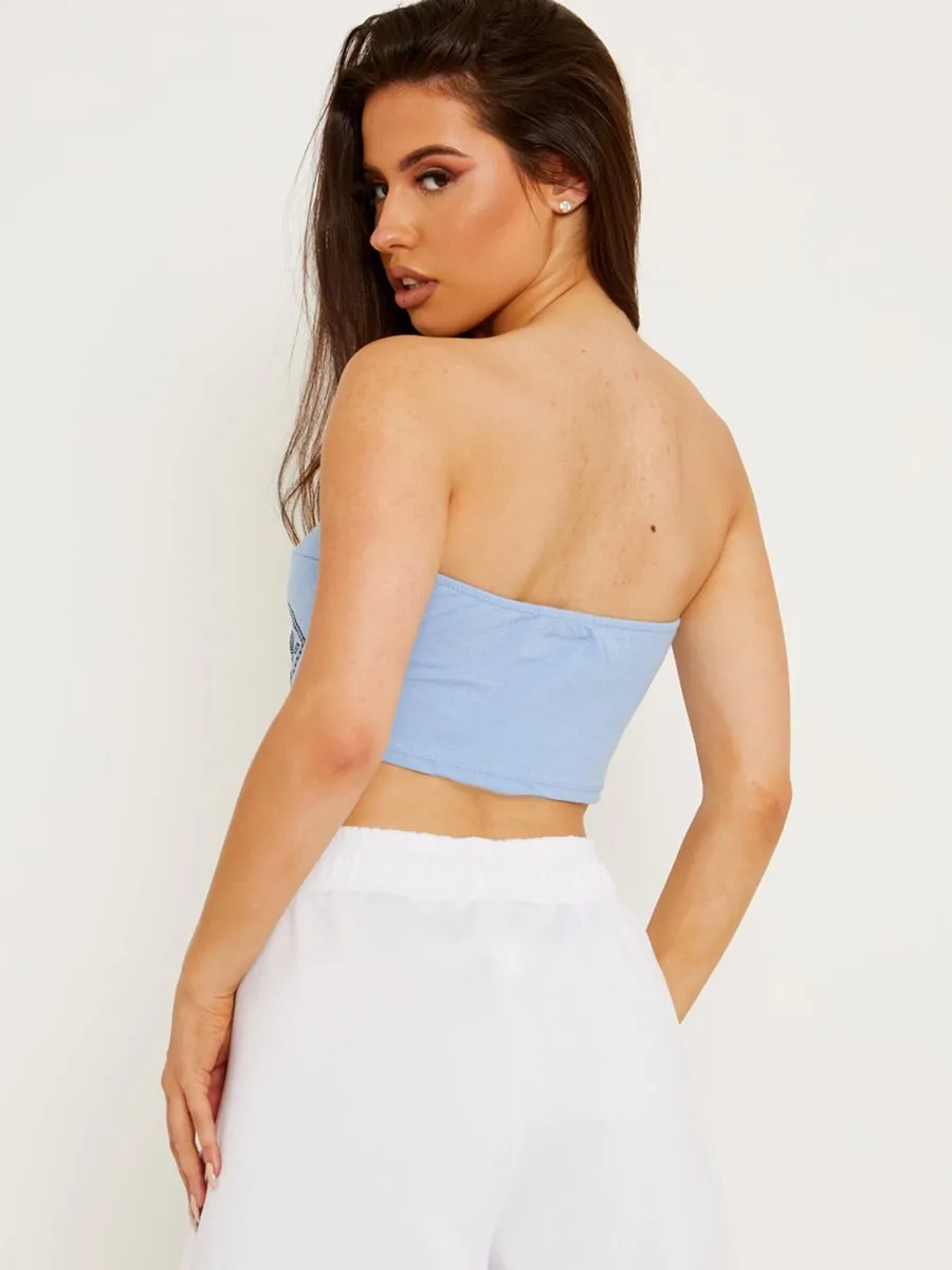Lina Bandana Scarf Print Crop Top In Blue sold by Vivichi product image thumbnail 3