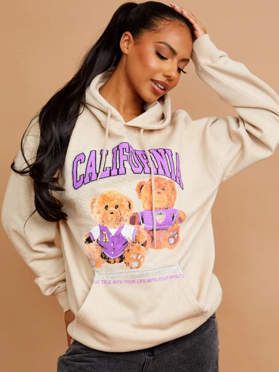 Magie California Teddy Graphic Print Hoodie In Stone sold by Vivichi product image thumbnail 2