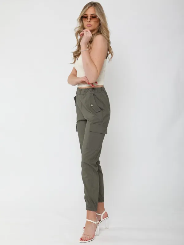 Daffney Utility Pocket Cargo Trouser Pants In Khaki sold by Vivichi