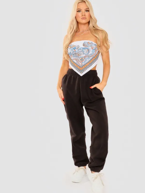 Ingrid Paisley Print Bandana Scarf Crop Top In White sold by Vivichi