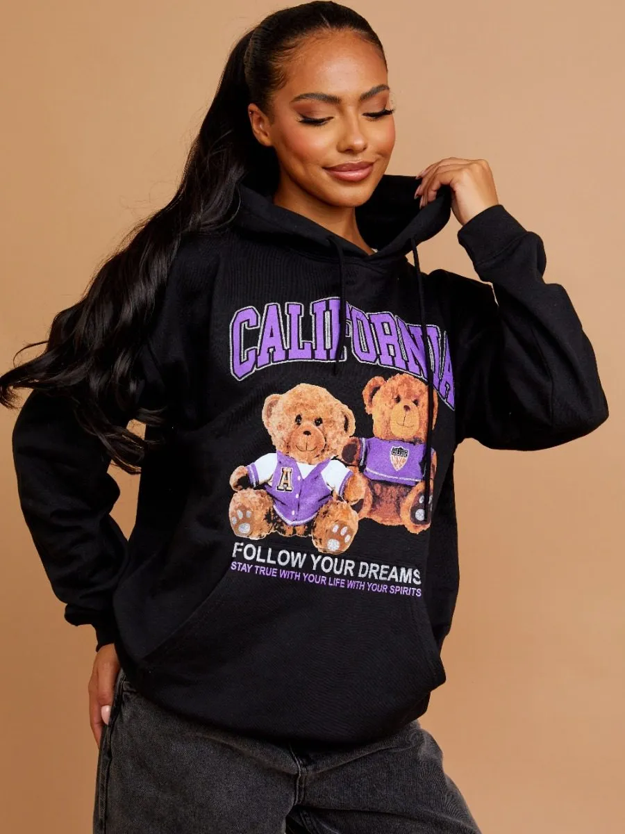 Magie California Teddy Graphic Print Hoodie In Black sold by Vivichi product image thumbnail 2