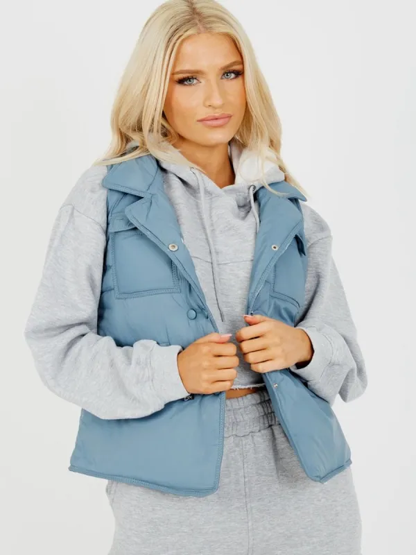 【GANNI】Shiny Quilt Vest Jacket Ganni Shiny Quilt Vest Green Vests GANNI