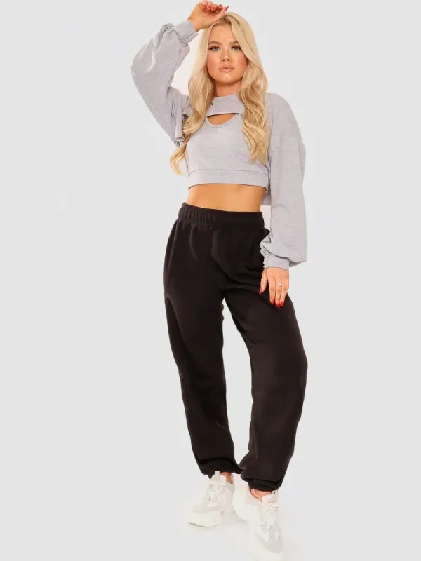 Beca 2 Piece Cut Out Crop Top In Grey sold by Vivichi