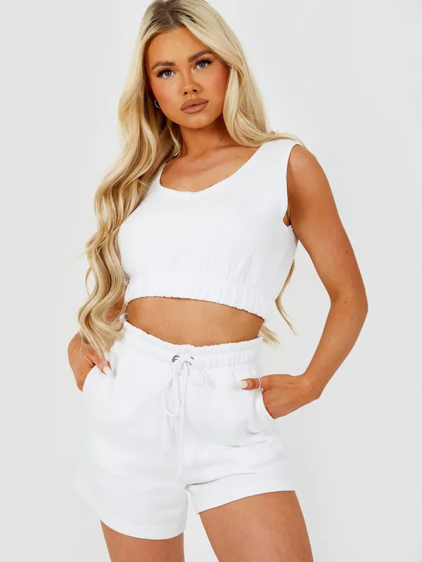 Mariana Crop Top & Shorts Fleece Co-ord In White sold by Vivichi